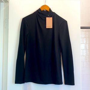 M.M. LaFleur draped turtleneck crepe top